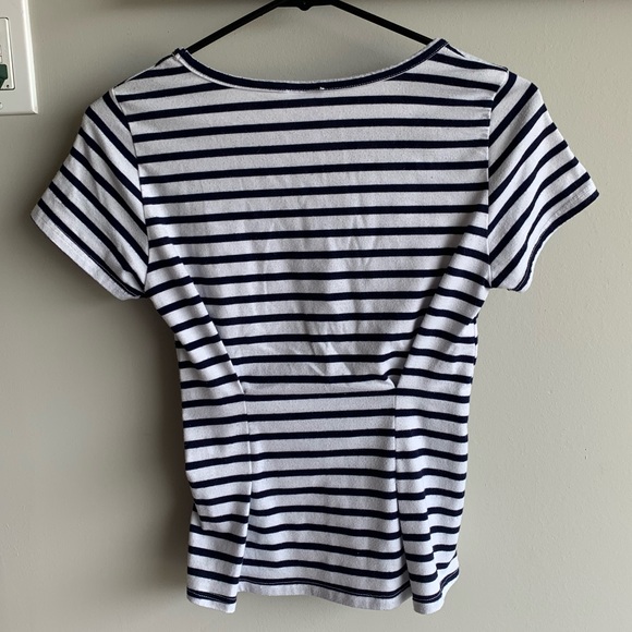 Navy Blue / White striped peplum tee - Picture 2 of 5